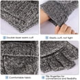 thumbnail image 2 of Thermal Insulation Fingerless Texting Wool Gloves Unisex Winter Warm Knitted Convertible Mittens Flap Cover,Light Grey, 2 of 6