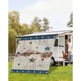 thumbnail image 4 of 4th of July RV Awning Sun Shade Screen 9'X7' Patriotic Stars USA Flag Mesh Sunscreen Berry Rustic Wood Grain Awning Shade Screen with Zipper UV Blocker Completed Kits for RV Motorhome Camper, 4 of 7