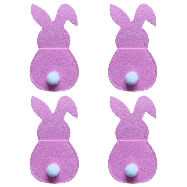 Conjunto de Platos para 4 4 Piezas Conejo Cubertería Estante Conejo de Pascua Bolsa de Cubertería Conejo de Pascua Conjunto de Cubertería Decoraciones de Conejo de Pascua