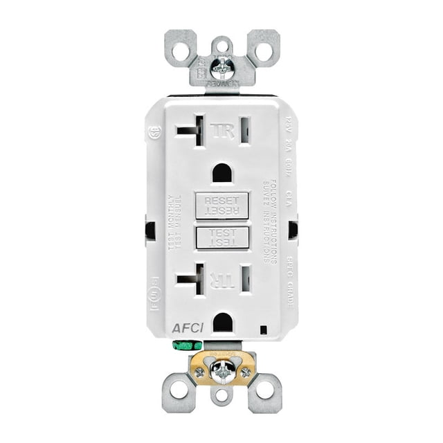 AFCI Outlet Leviton Decora 20 A 125 V, blanco 5-20R, paquete de 1