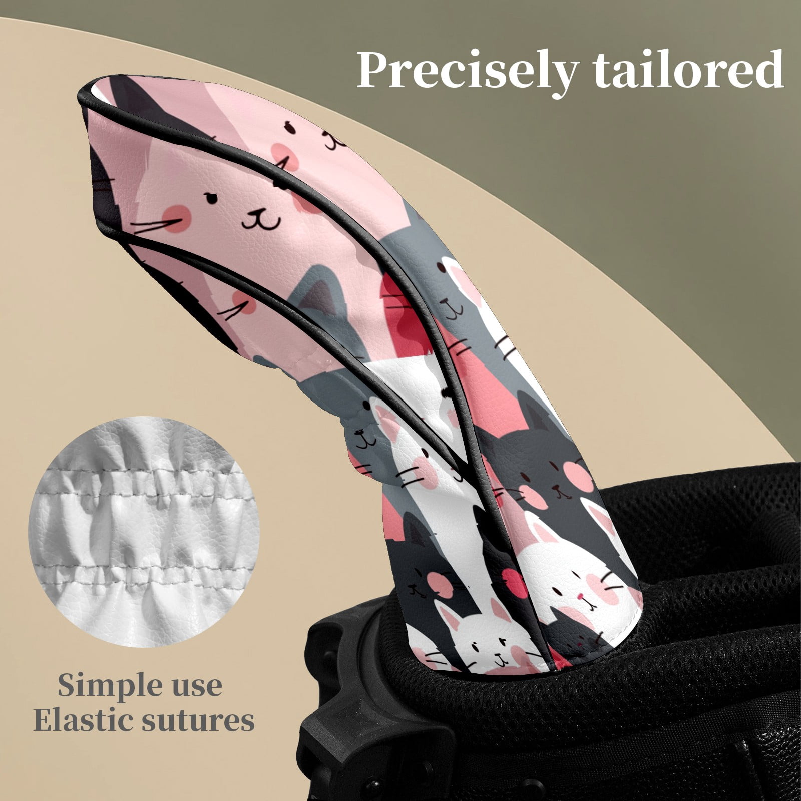 Golf Club Head Covers Funny Cat Pattern Premium Plush Velvet Lining, Waterproof Golf Headcovers Driver & Fairway Woods for Scratch Protection Novelty Gift for Men & Women