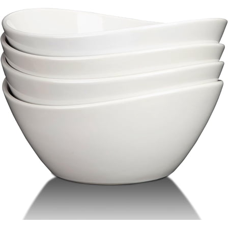 42 OZ Soup Bowls Set of 4, White Ceramic Bowls for Soup Salad Fruits Pasta Popcorn