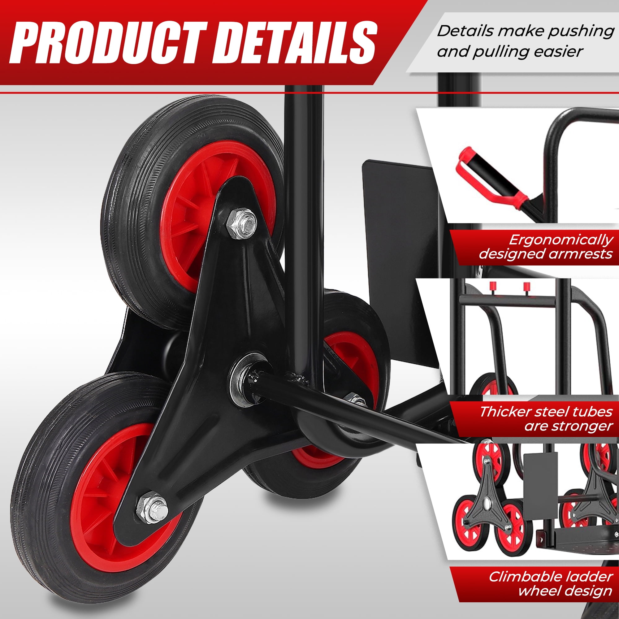 LABLT Stair Climber Hand Truck Dolly Black 330 lb Carbon Steel Stair Climbing Hand Truck