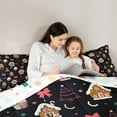 thumbnail image 4 of Homewish Teens Gingerbread Man Bedding Comforter Set 7pcs, Christmas Dessert House Queen Bedding Sets, Kawaii Cartoon Ribbon Reversible Queen Sheet Sets, Breathable Home Decor, 4 of 7