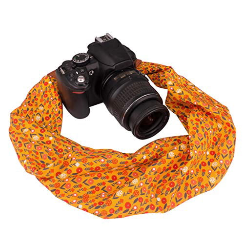 Yellow Floral Wolven Soft Scarf Camera Neck Shoulder Strap Belt Compatible with All DSLR/SLR/Digital Camera DC /Instant Camera/Nikon/Canon/Sony/Olympus/Leica/Fujifilm Etc 