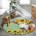thumbnail image 3 of Small Round Rug 3Ft Washable Non-Slip, Cow Sunflowers Circle Area Rugs for Living Room Bedroom, Farmhouse Pastoral Animals Flowers Plants Indoor Floor Mats Carpet Runner for Home Decor, 3 of 8