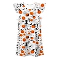 thumbnail image 4 of WAYUTE Girls Halloween Flutter Sleeve Dress Cartoon Pumpkin Print Soft Lightweight A Line Dress for Theme Party Casual Outdoor,White,Size 7-8 Y, 4 of 4