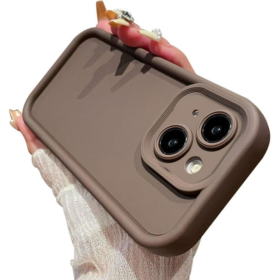 Compatible with iPhone 14 Plus Case, Slim Soft Gel Rubber TPU Material, Full Camera Protection, Shockproof Protective Phone Case for Women Girls Boys (Brown)