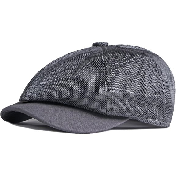 Derest Hollow Mesh Hat Men's Summer Newsboy Cap Breathable Adjustable Beret Ivy Cap Irish Cabbie Driving Fishing Hats