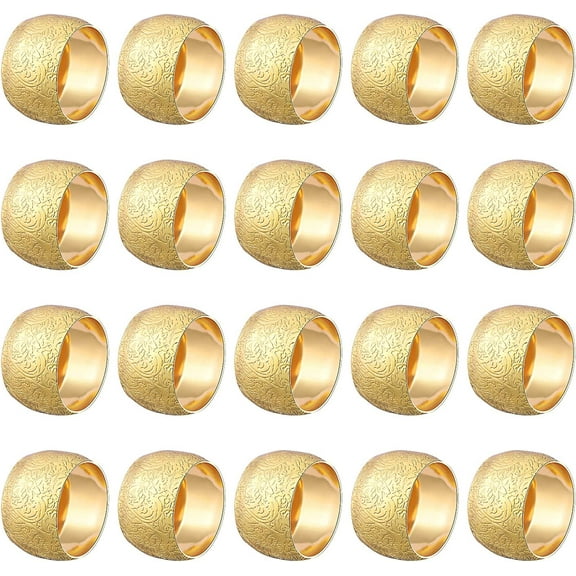 Napkin Rings - Round Napkin Holder Rings for Dinning Table Parties Weddings Family Gather- Holiday Banquet Christmas Dinner Serviette Buckles Decor (20 Set Gold)