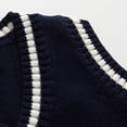 thumbnail image 3 of HAiming Kids Uniform Sweater Vest Sleeveless Color Block Knitted School Shirts Comfy V Neck Casual Fall Workout Blouses, 3 of 6