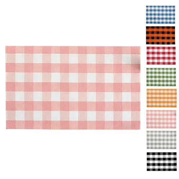 Clearance Fall Buffalo Plaid Doormat, Non Slip Bath Rug, Fall Decor Indoor Outdoor for Front Door Porch, Fall Thanksgiving Gift (Pink)