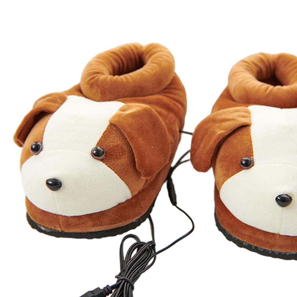 Women's Man's Winter USB Electric Heating Plush Warm Indoor Anti-Slip Home Shoes 