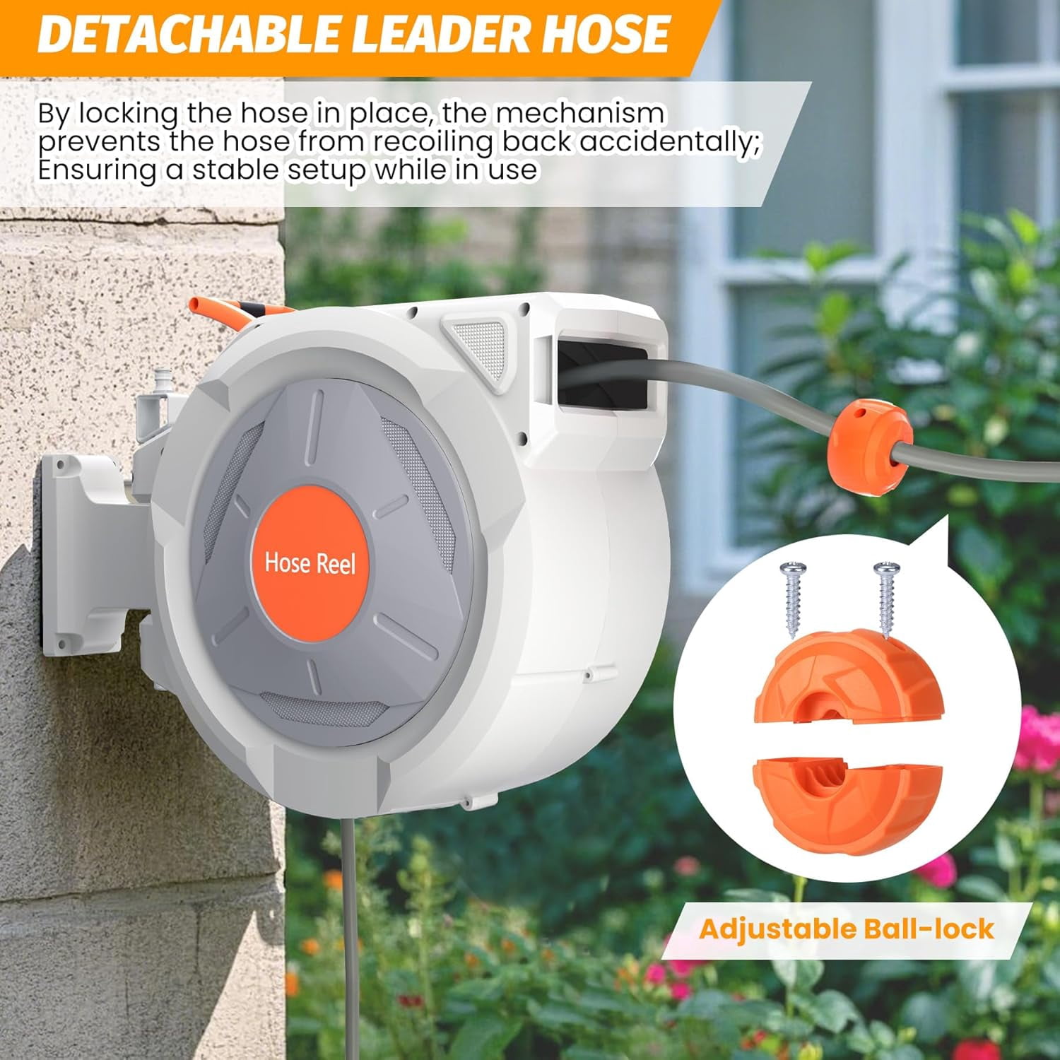ChaoLink Retractable Garden Hose Reel 1/2 Inch*65 Ft - UV Resistant, Heavy Duty with 9 Function Sprayer Nozzle