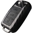 thumbnail image 3 of Carbon Fiber Shell+Silicone Car Key Cover Case Keychain for Volkswagen VW Bora Beetle Tiguan Polo Passat B5 B6 MK5 6 Jetta Eos SEAT Sagitar Golf 6 3 Buttons Remote (B Black + black), 3 of 5