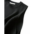 thumbnail image 3 of Women'S Round Neck Sleeveless Pullover Ribbed Knit Sweater Vest Top Black L, 3 of 6