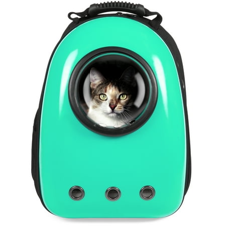 Best Choice Products Pet Carrier Space Capsule Backpack, Bubble Window Padded Traveler, Teal, for Cats, Dogs, Small Animals, with Breathable Air (Best Small Pet For Child)