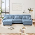 thumbnail image 2 of 133.8" Oversized Couch, 3 Seater Modular Sectional Sofa, Blue Large U Shaped Sectional Couches for Living Room, Fluffy Chenille Fabric Cloud Couch with Ottoman, Deep Seat Sofas, 2 of 14