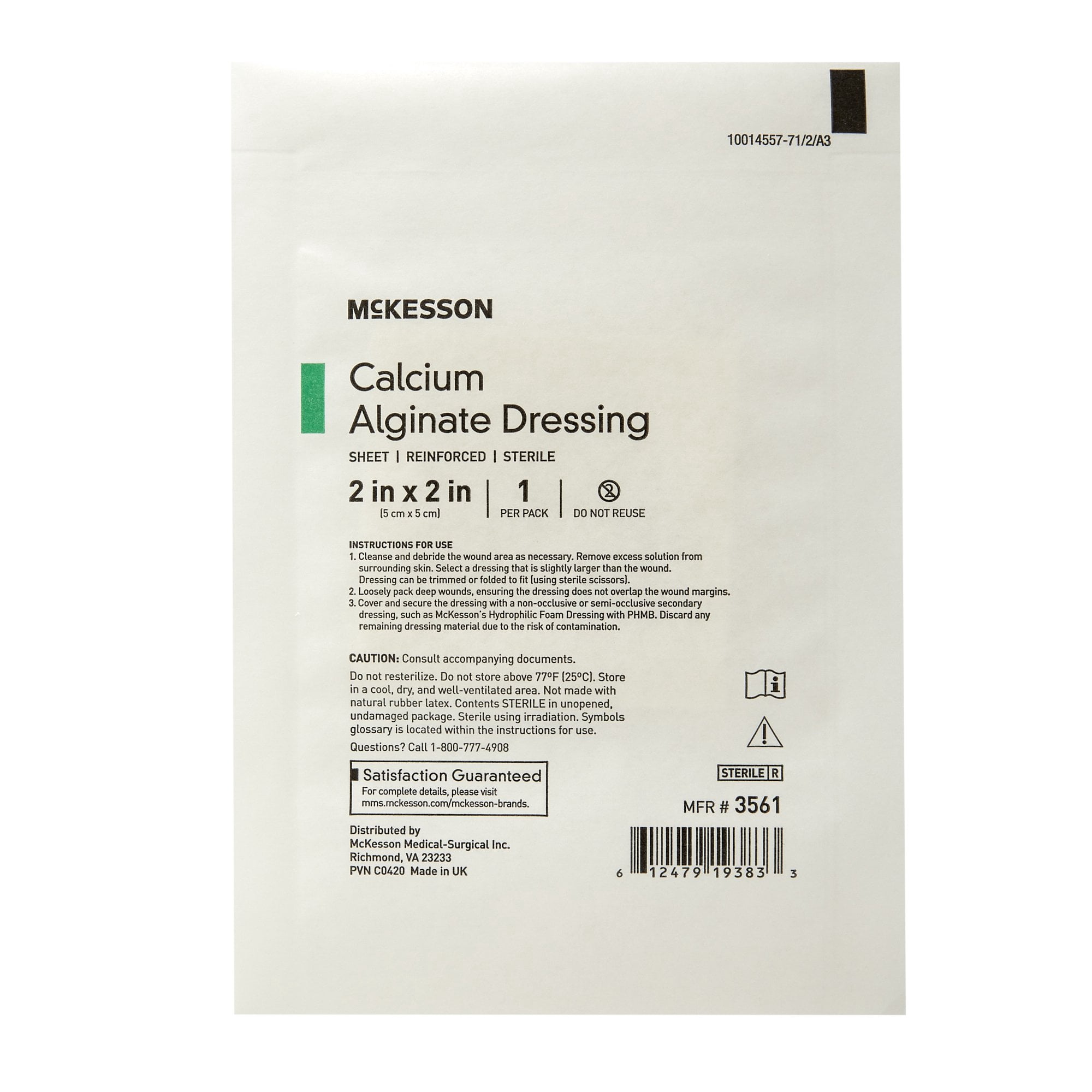 McKesson Calcium Alginate First Aid Gauze Pads, 2 x 2 Inch, Sterile, Box of 10