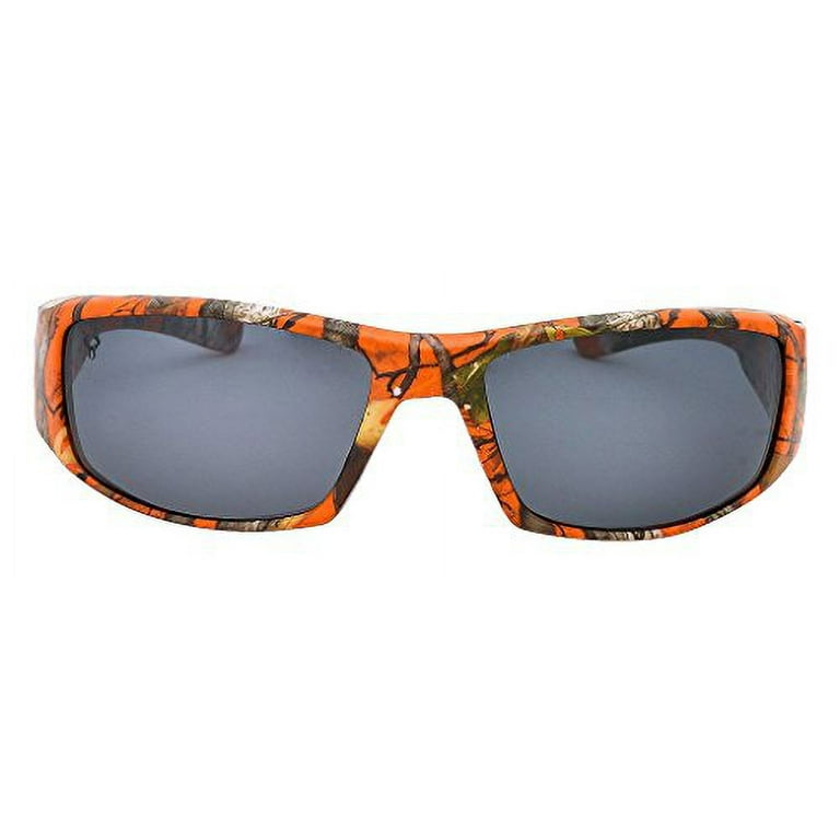 Hornz Orange Camouflage Polarized Sunglasses for Men Full Frame Wide Arms &  Free Matching Microfiber Pouch - Orange Camo Frame - Smoke Lens