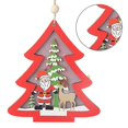 thumbnail image 3 of 1pc Hollow Wooden Christmas Tree Car Creative Pendant With Led Light For Home, 3 of 4
