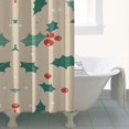 thumbnail image 4 of Beige Christmas Holly Pattern Shower Curtain 36"x72" ,Bathroom Decorative Shower Curtains Set with 12 Hooks,Modern Waterproof Washable Shower Curtain, 4 of 6