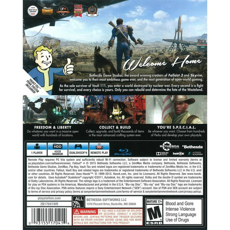 Fallout 4, Bethesda Softworks, PlayStation 4, [Physical], 093155170414 