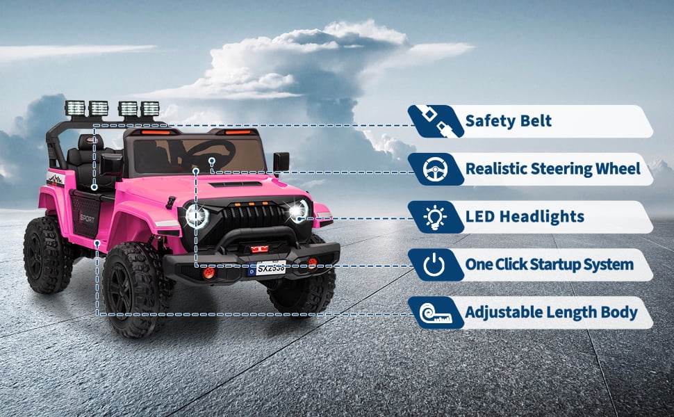 TXT-MATRIX 24V 2-Seater Ride On Jeep - Parent Remote, Dual 400W Motors, Bluetooth & LED, 4 Wheels Suspension