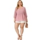 thumbnail image 3 of Plus Size Chiffon Tops for Women's Babydoll Long Sleeve Swiss Dots Blouses Pink 1X, 3 of 7