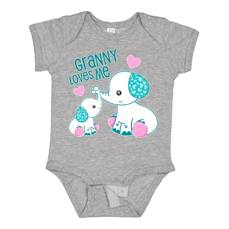 

Inktastic Granny Loves Me-cute Elephants Gift Baby Boy or Baby Girl Bodysuit