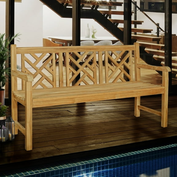 Teak Wood Saint Thomas Outdoor Patio & Garden Bench, 5 Foot