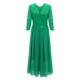 thumbnail image 4 of KaLI_store Women's Formal Dresses Formal Dresses for Women Evening Party Halter Neck Sleeveless Ruffle Split Guest Ball Gowns Prom Dress Green,XL, 4 of 4