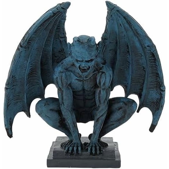 Statue Lifelike Devil Statue, Wear Resin Gothic Sculpture Ornament for Home Garden Yard Office, 7.4 x 7.3 x 3.9in Blue Sculpture for$$Garden & Patio