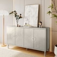 thumbnail image 3 of 4-Door Storage Cabinet, Wood Sideboard with Pine Legs for Living Room Bedroom and Kitchen, Champagne, 3 of 5