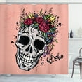 thumbnail image 1 of Ambesonne Rose Shower Curtain, Skull Boho Floral Wreath, 69"Wx70"L, Coral Multicolor, 1 of 3