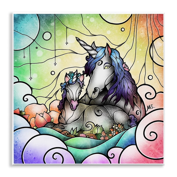 Stupell Industries Deco Style Unicorns Fantasy & Sci-Fi Painting Unframed Art Print Wall Art, 12 x 12