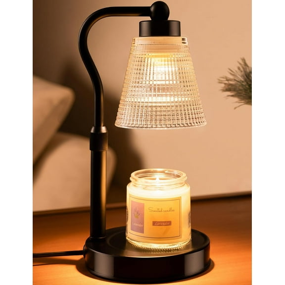 Candle Warmer Lamp for Jar Candles, Height Adjustable & Dimmable with2/4/8H Timer, 2*50W Halogen Wax Melter Warmer for Home Office Bedroom Décor, Flameless & Smokeless, Gift for Women & Mom, B-Clear