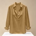thumbnail image 7 of Tqcoqu Women's V-Neck Solid Color Blouse,Casual Loose Long Sleeve Button Down Linen Shirt top,Green Women's S-XXL, 7 of 7