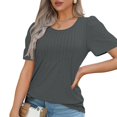 thumbnail image 4 of Womens T Shirts Short Sleeve Pleated Dressy Casual Scooped Neck Summer Tops Blouses, 4 of 7