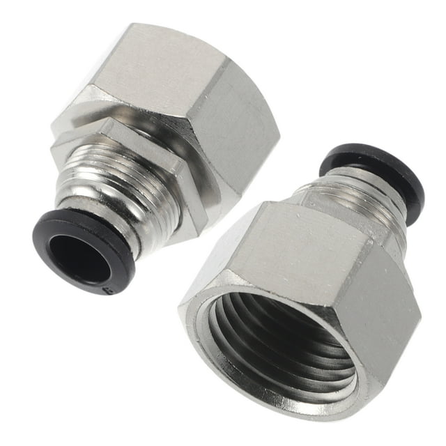 Conectores de aire Unique Bargains 5/16" Acoplador macho adaptador recto plástico metal 20mm / 1/2" BSPT 2 piezas tono negro plateado
