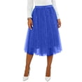 thumbnail image 5 of GEWSEY Tulle Skirts for Women Elastic Waist Dancing Skirt Mesh Tulle Above Knee Skirts (Blue, L), 5 of 5