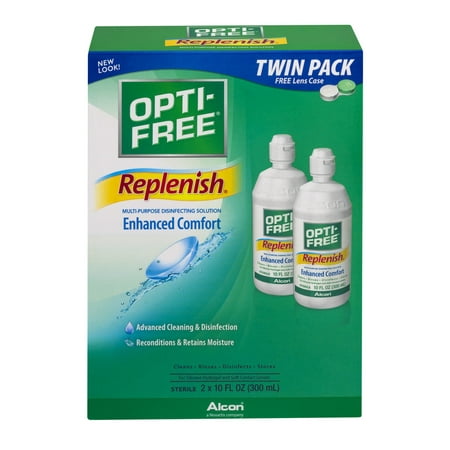 Opti-Free Replenish Multi-Purpose Solution désinfectante améliorée Comfort Twin Pack, 10.0 FL OZ
