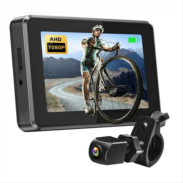 1080P Bike Bicycle Mirror,Bicycle Rear View Camera 4.3In Screen Night Vision Handlebar Camera for Bicycle Mountain Bike,1 * Monitor 1 * Camera 1 * USB Cable 1 * Mount set,Black