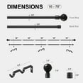 thumbnail image 4 of Mumo Matte Black 5/8" and 5/8" Adjustable Curtain Rod Set, 16-78", 4 of 5