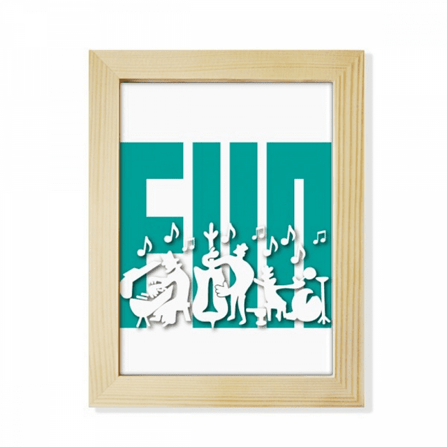 Interest Playing Music Songs Desktop Adorn Photo Frame Display Art Painting Wooden