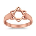 thumbnail image 2 of Jewish Star Ring Rose Tone Star of David Judaism Band 925 Sterling Silver size 5, 2 of 5