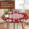 thumbnail image 4 of Red Boho Round Tablecloth, Fitted Table Cover with Elastic for 45"-54" Round Tables, Multicolored Colorful Tainted Pattern Tribal Table Cloth Outdoor Indoor Dinning Party Waterproof Tablecloths, 4 of 7