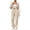 Beige, variant on Naotn Women Ribbed Knit 2 Piece Sweatsuit Set, Full Zip Up Long Sleeve Cropped Hoodies Wide Leg Pants Matching Casual Sets