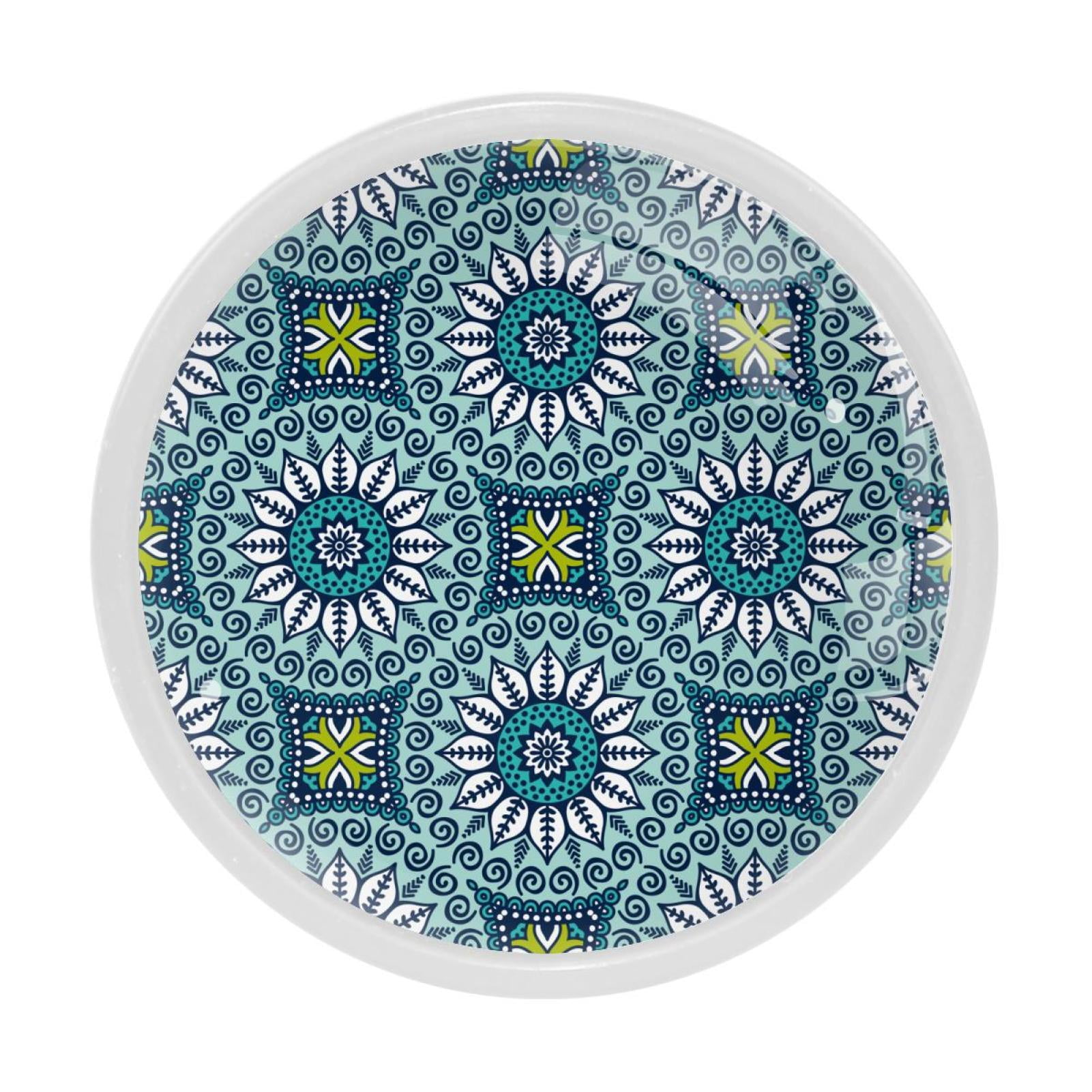 4 Pcs Ethnic Boho Floral Knobs for Kitchen Cabinet Cupboard Dresser ...