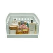 Mainstays Open-Front Stackable Closet Storage Organizer Bin with Breathable Holes, White Plastic
